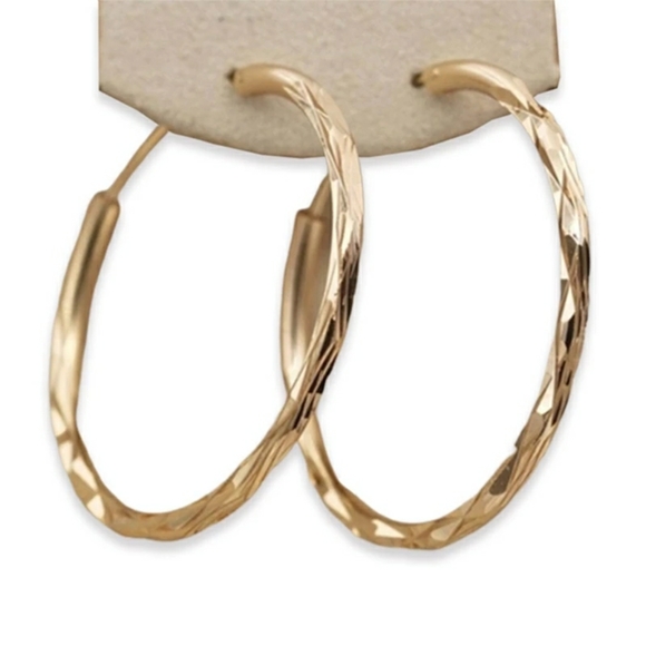 Gold Geometric Hoop Earrings - Picture 2 of 2